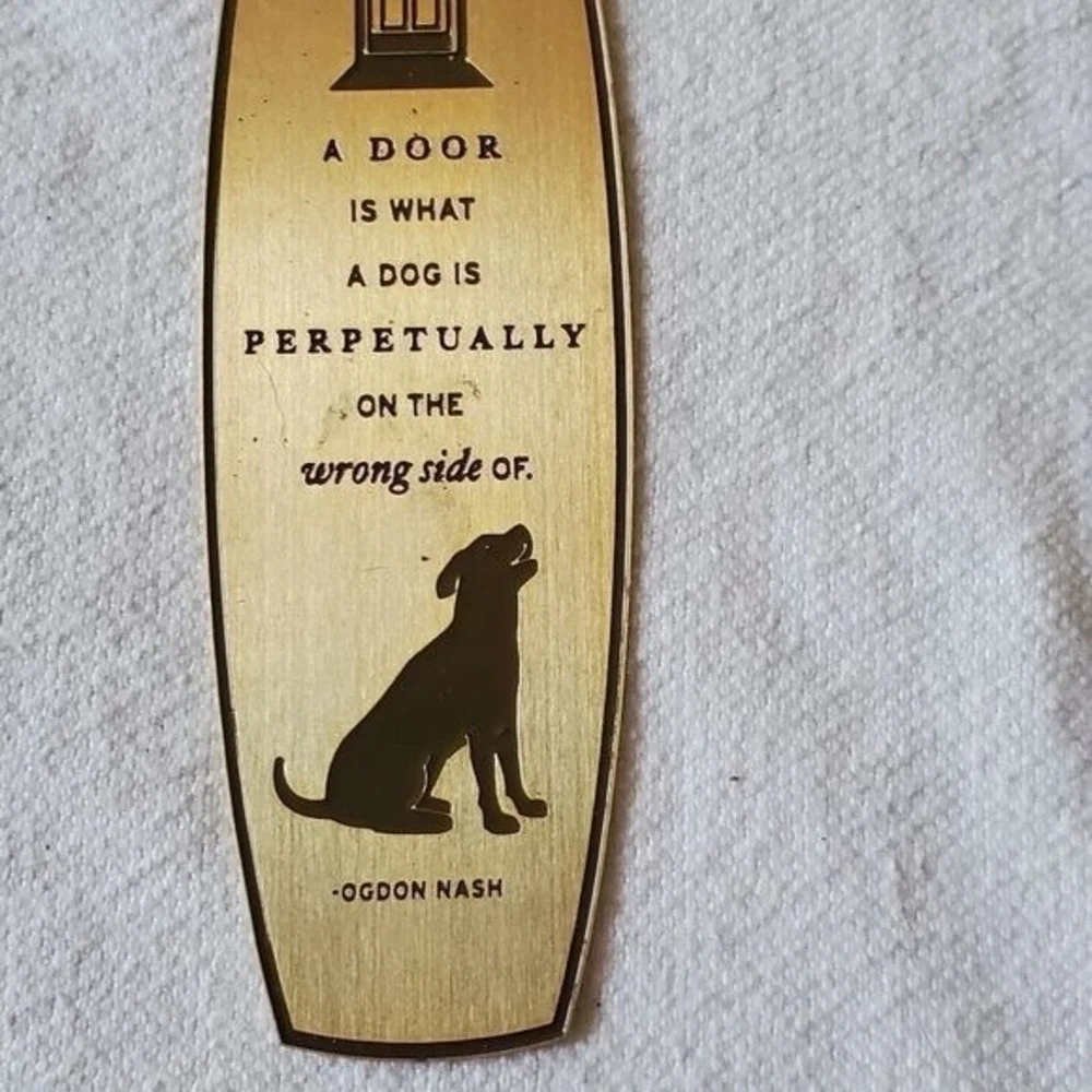 Kingsheart Forge Brass Dog Bookmark Ogden Nash Quote Paw Charm 2003 Vintage